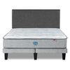 Cama Europea Simmons 2 Plazas Dreamer 190 Cm + Respaldo Praga Gris