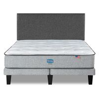 Cama Europea Simmons 2 Plazas Dreamer 190 Cm + Respaldo Praga Gris