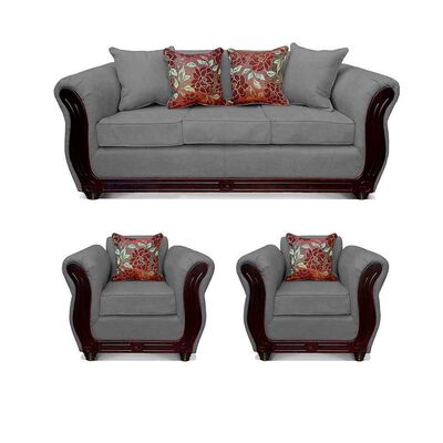 Juego de Living Elegant Detail Girona Sofá 3 Cuerpos + Dos Sillones 1 Cuerpo Gris