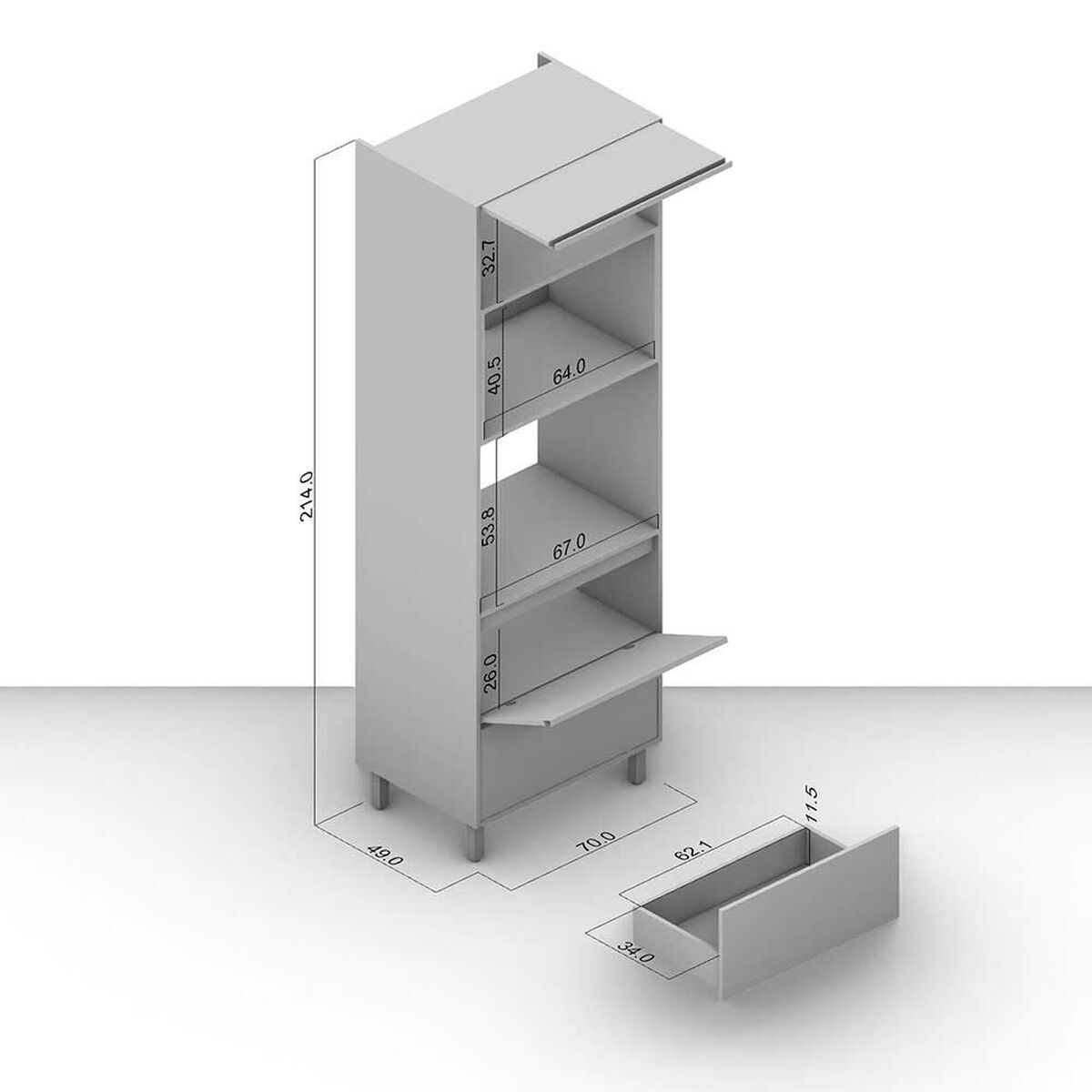 Despensa de Cocina Premier Vekkahome 2 Puertas 1 Cajón Beige