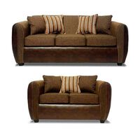 Juego de Living Elegant Detail Oklahoma Sofá 3 Cuerpos + Sofá 2 Cuerpos Café