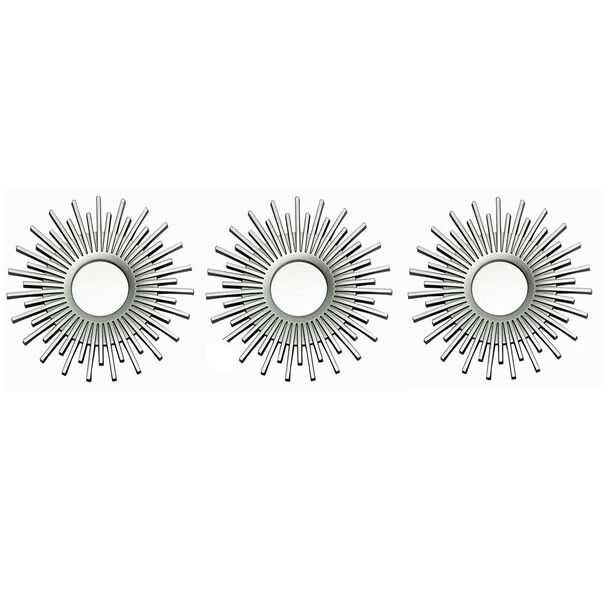 Set 3 Espejos Plástico Vgo para Colgar Circular 25 cm Plateado