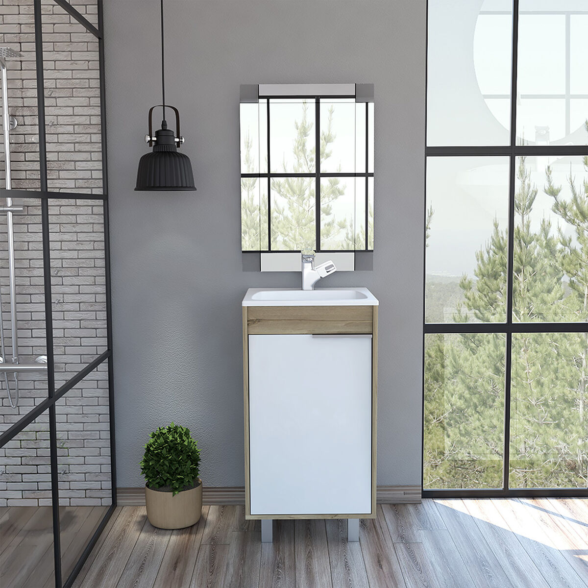 Mueble de Lavamanos Piso + Espejo TuHome Carter