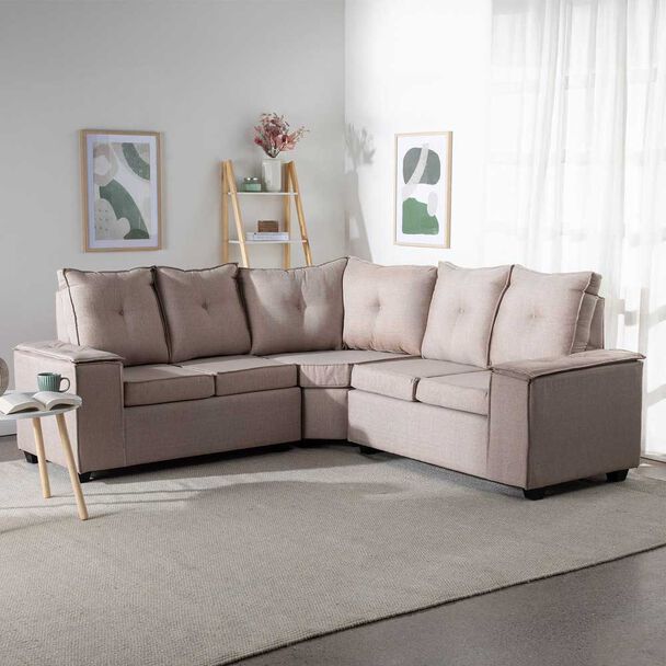 Sofá Seccional Mexx Muebles Hamburgo 5 Cuerpos Beige