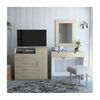 Mueble de Tocador + Espejo + Cómoda 4 Cajones 1 Puerta Perla