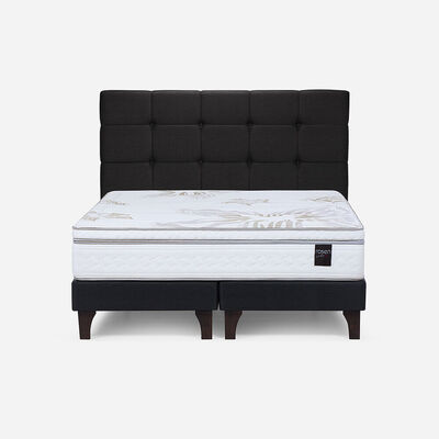 Imagen 1 del producto Cama Europea Rosen 2 Plazas Art 4 + Respaldo Issey Grafito