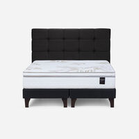 Cama Europea Rosen 2 Plazas Art 4 + Respaldo Issey Grafito