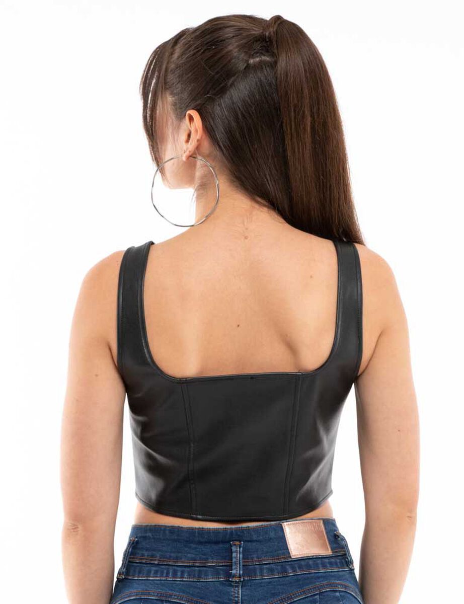 Crop Ecocuero Sin Mangas Mujer Fiorucci