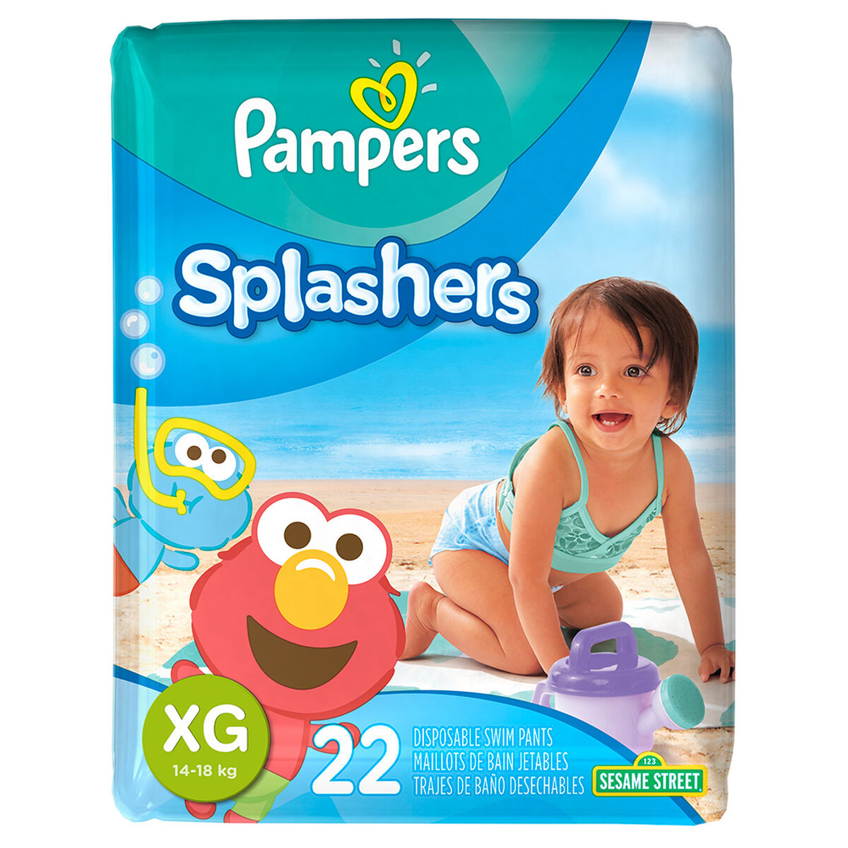 Pañales para Piscina Pampers Splashers Talla XG. 22 Unidades