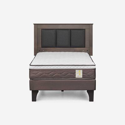 Cama Europea Rosen 1 Plaza New Style 4 Plus + Respaldo Rachel Gris