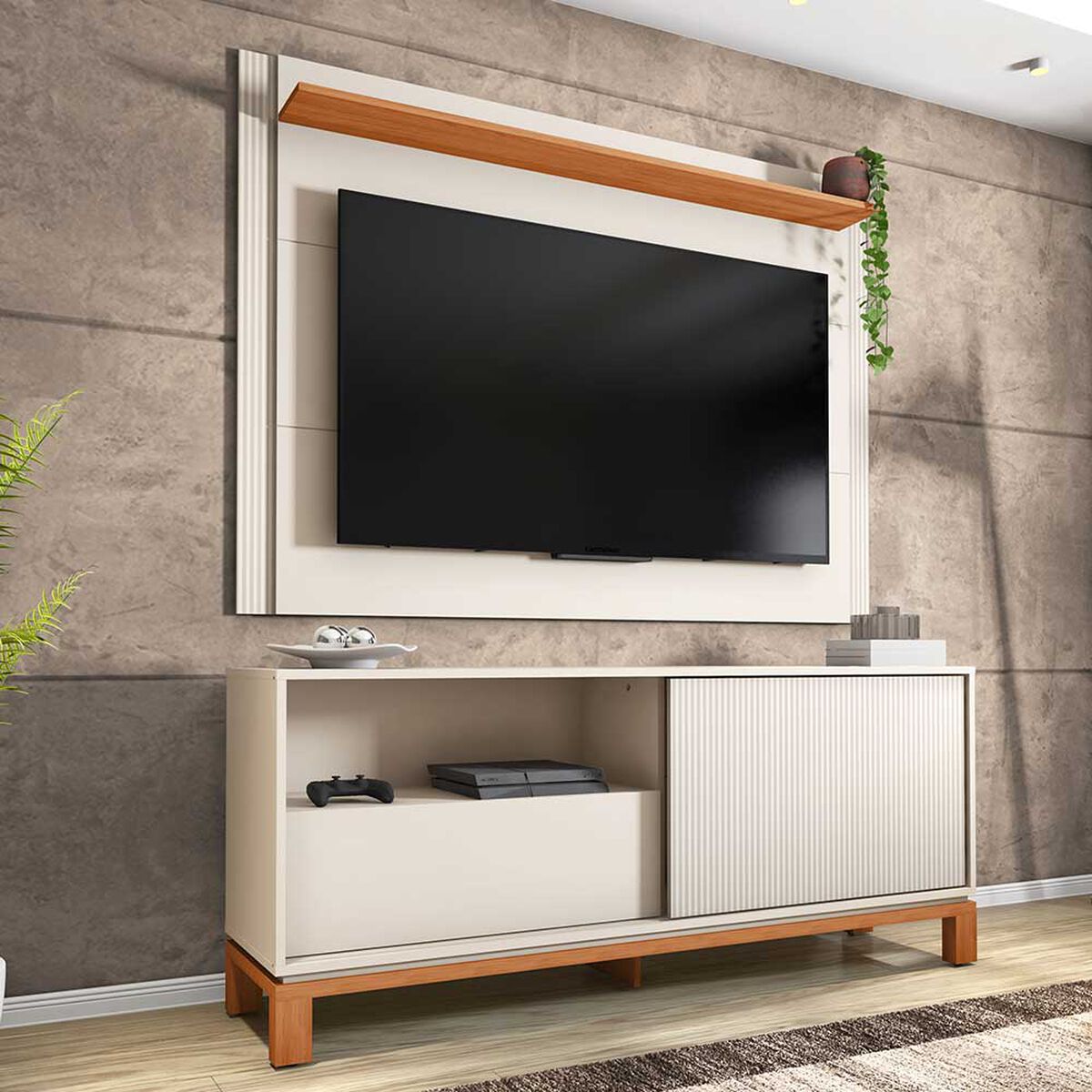 Panel TV 65" + Rack TV 55" Decocasa Mondrian Off White