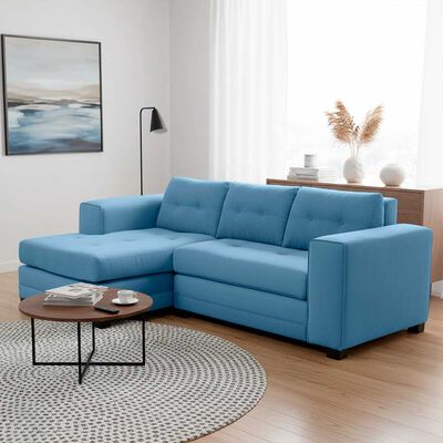 LIVING FACTORY Sofá Seccional Derecho Living Factory Roma 3 Cuerpos Azul Piedra