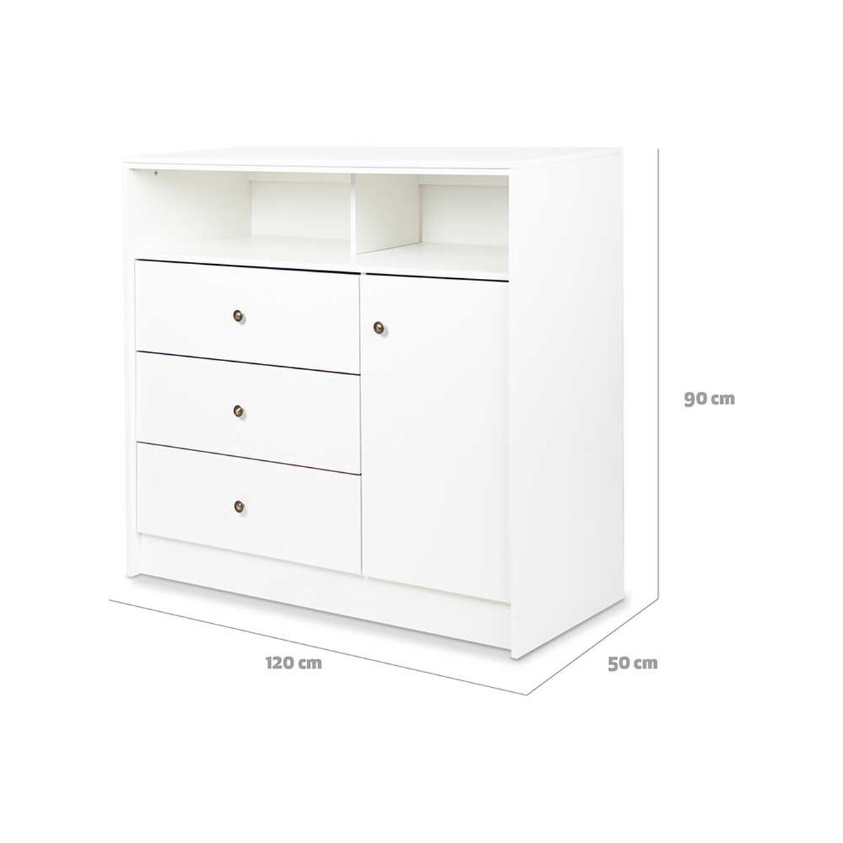 Cómoda CIC Kids 3 Cajones 1 Puerta Blanco
