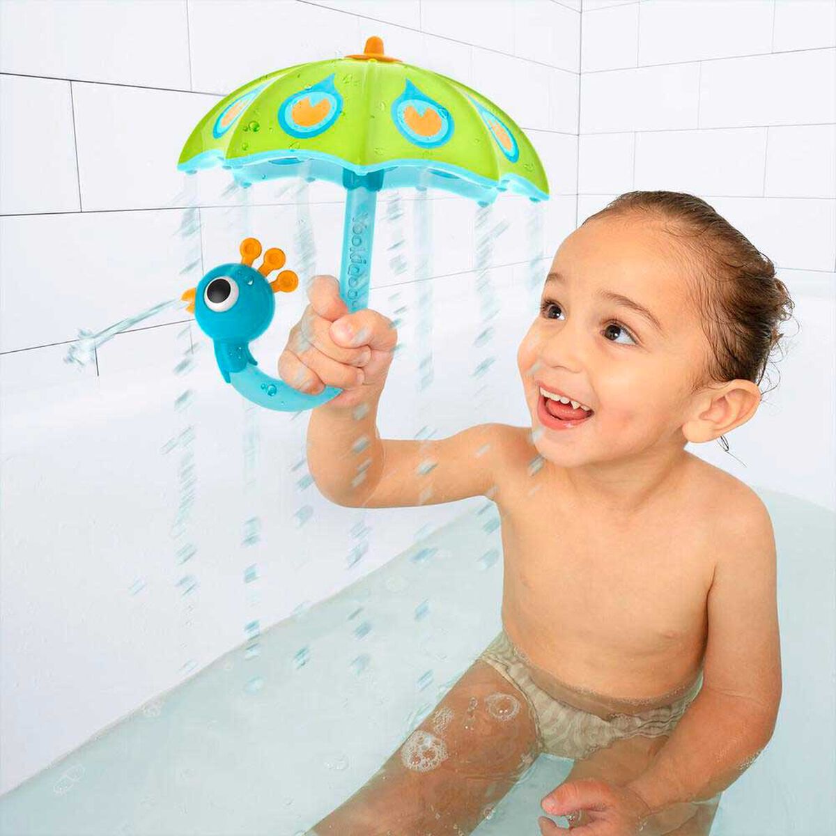 Juego de Ba&ntilde;o Paragua Pavo Real Verde Beb&eacute; Ni&ntilde;o Ni&ntilde;a Tina Yookidoo