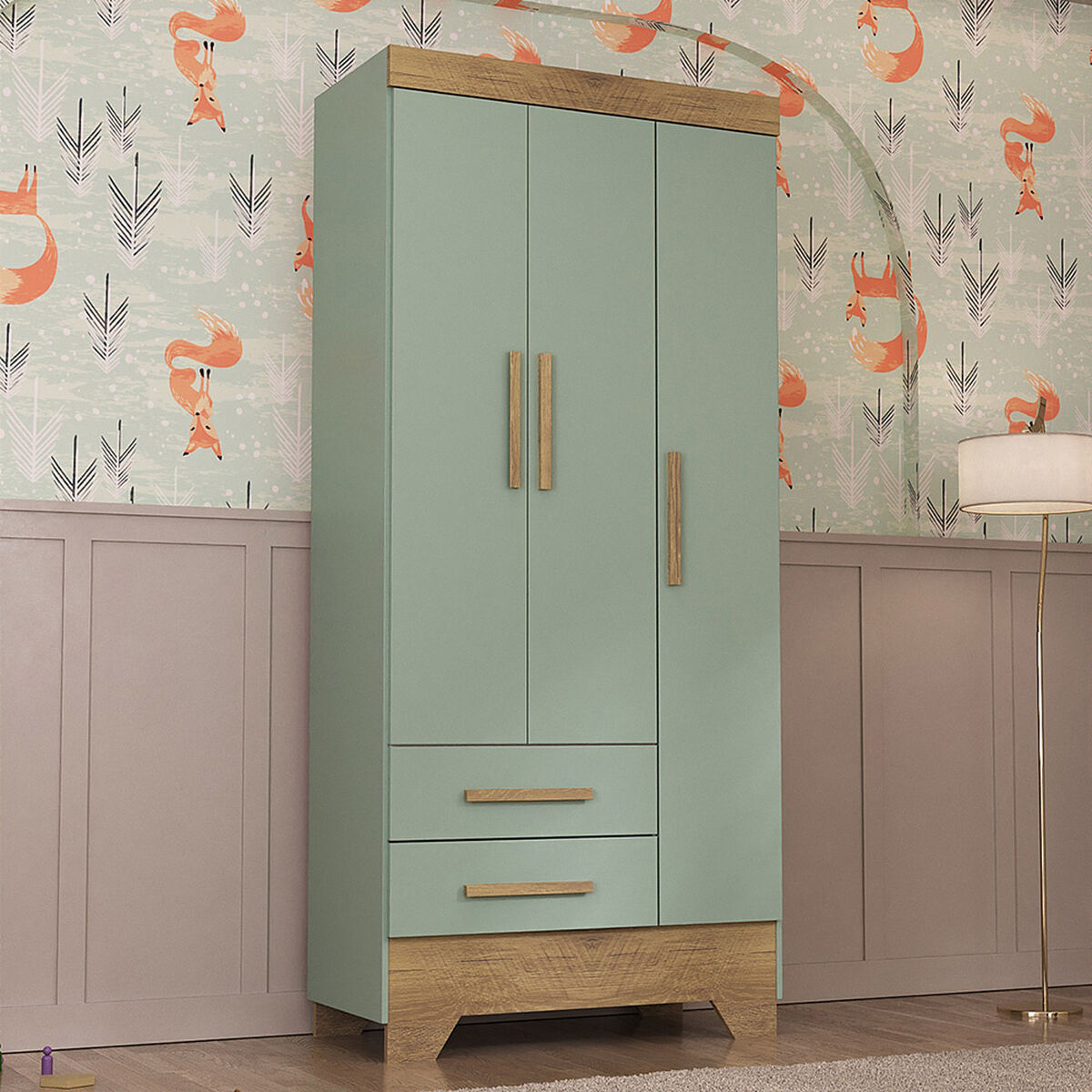 Closet Di Poretti Design Adoleta 2 Cajones 3 Puertas Verde Pastel