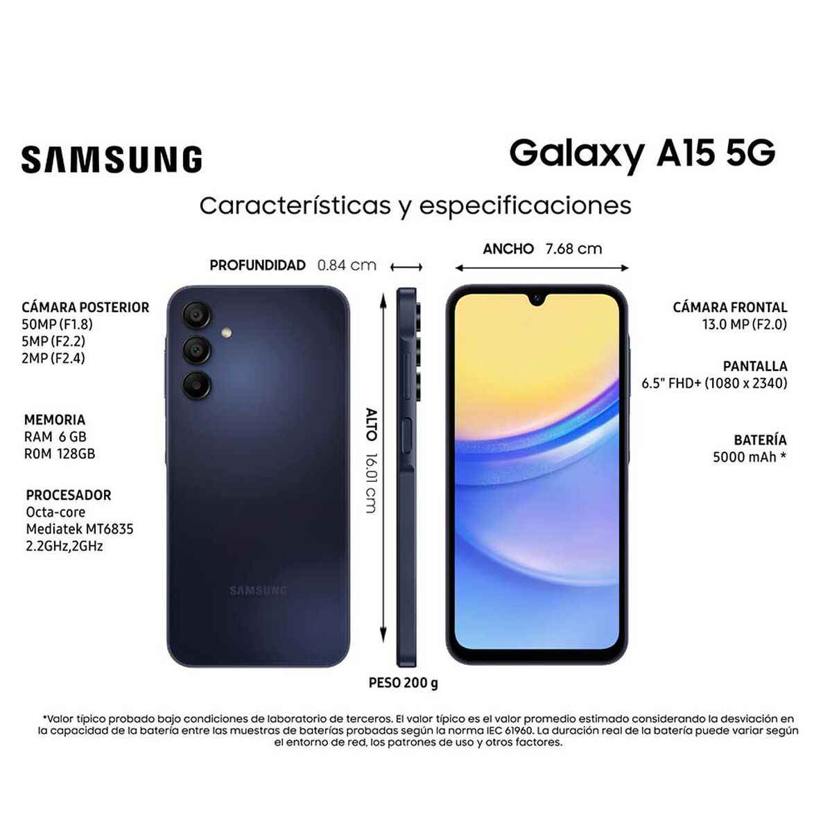 Celular Samsung Galaxy A15 5G 128GB 6,6" Black Wom