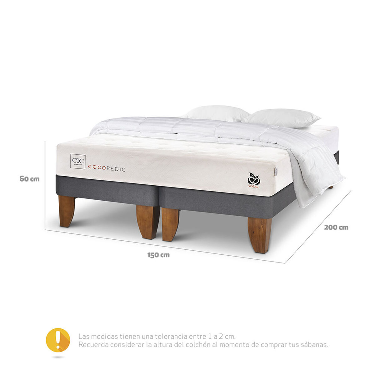 Cama Europea CIC Base Dividida 2 Plazas Cocopedic