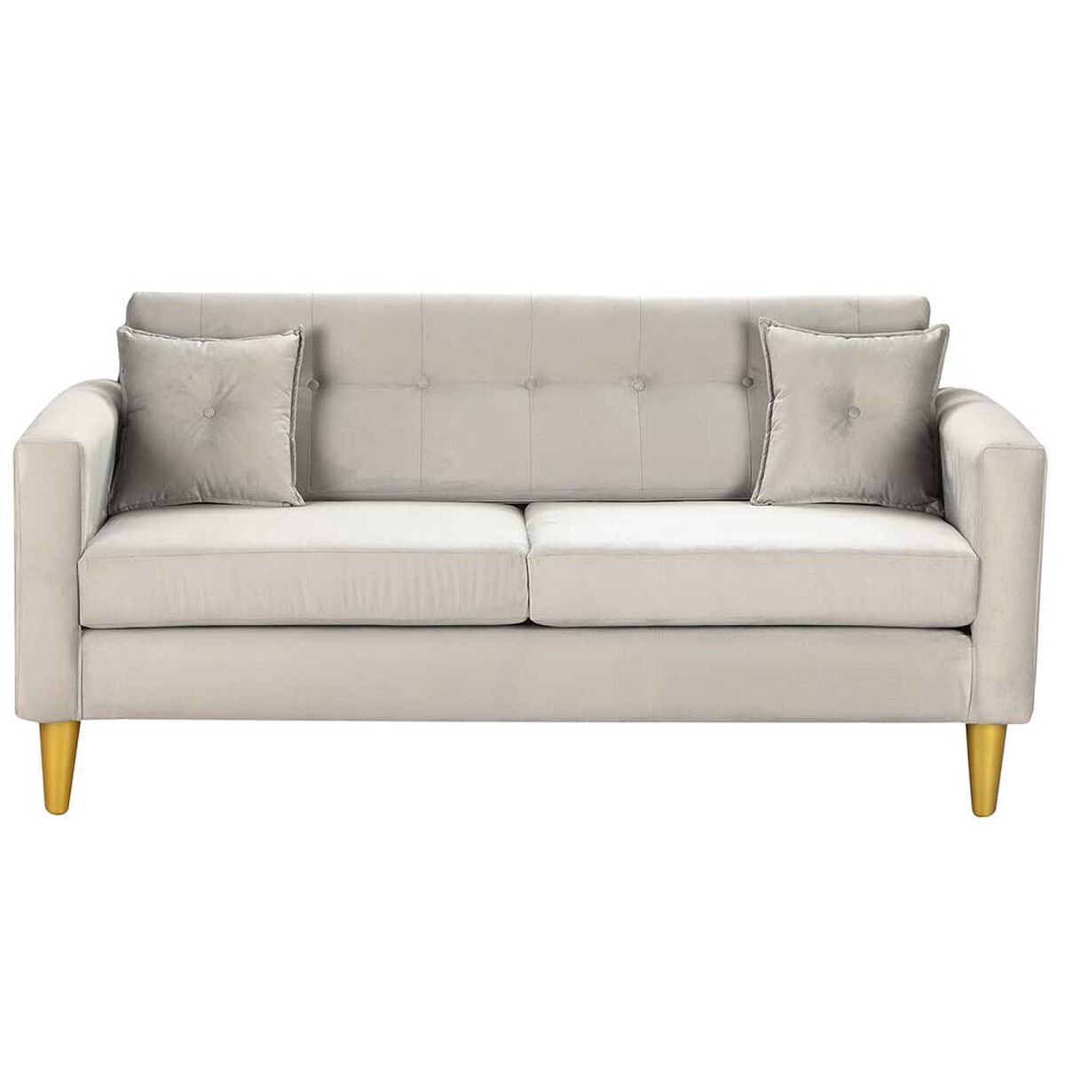 Juego de Living Bodevir New Retro Felpa 01 Sofá 3 Cuerpos + Dos Pouf 1 Cuerpo Gris 