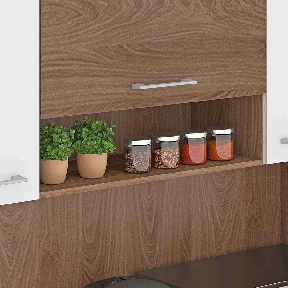Mueble de Cocina Vekkahome Emi 1 Cajón 7 Puertas Café