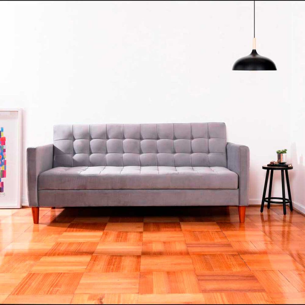 Fut&oacute;n Latam Home Genova Velvet 3 Cuerpos Gris