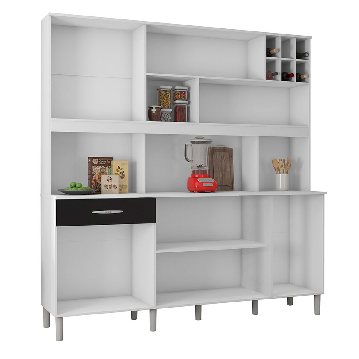 Mueble de Cocina Luna Blanco-Negro 7 Puertas 1 Cajón
