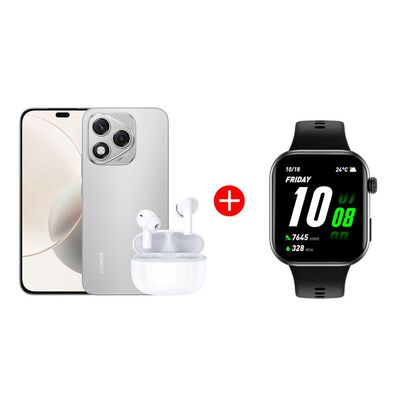 Combo Celular Honor 400 Lite 256GB 6,7" Silver Liberado Bundle + Smartwatch Choice Watch 2i 1,85'' Negro