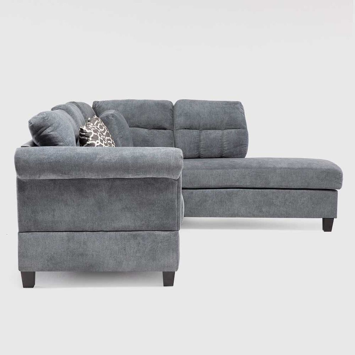 Sof&aacute; Seccional Derecho Daniels 4 Cuerpos Azul Gris&aacute;ceo