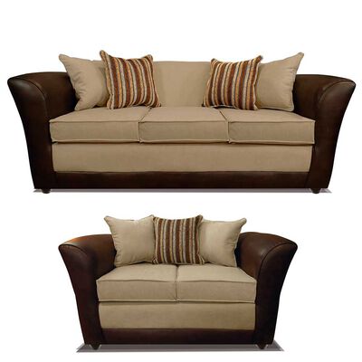 Juego de Living Elegant Detail Minesota Sofá 3 Cuerpos + Sofá 2 Cuerpos Beige