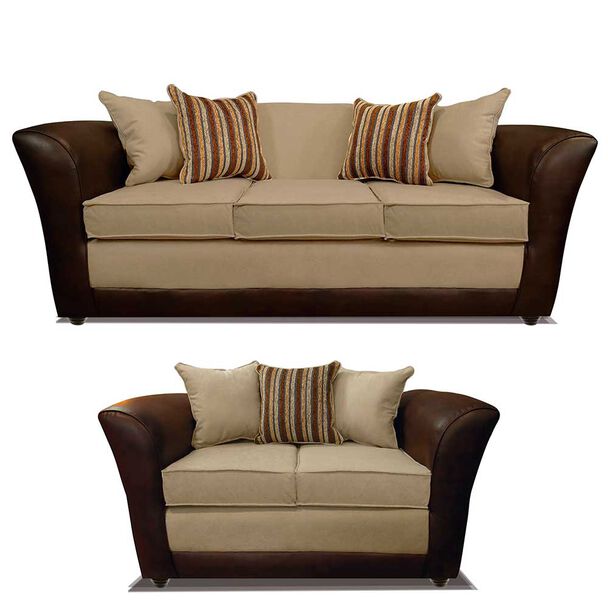 Juego de Living Elegant Detail Minesota Sofá 3 Cuerpos + Sofá 2 Cuerpos Beige