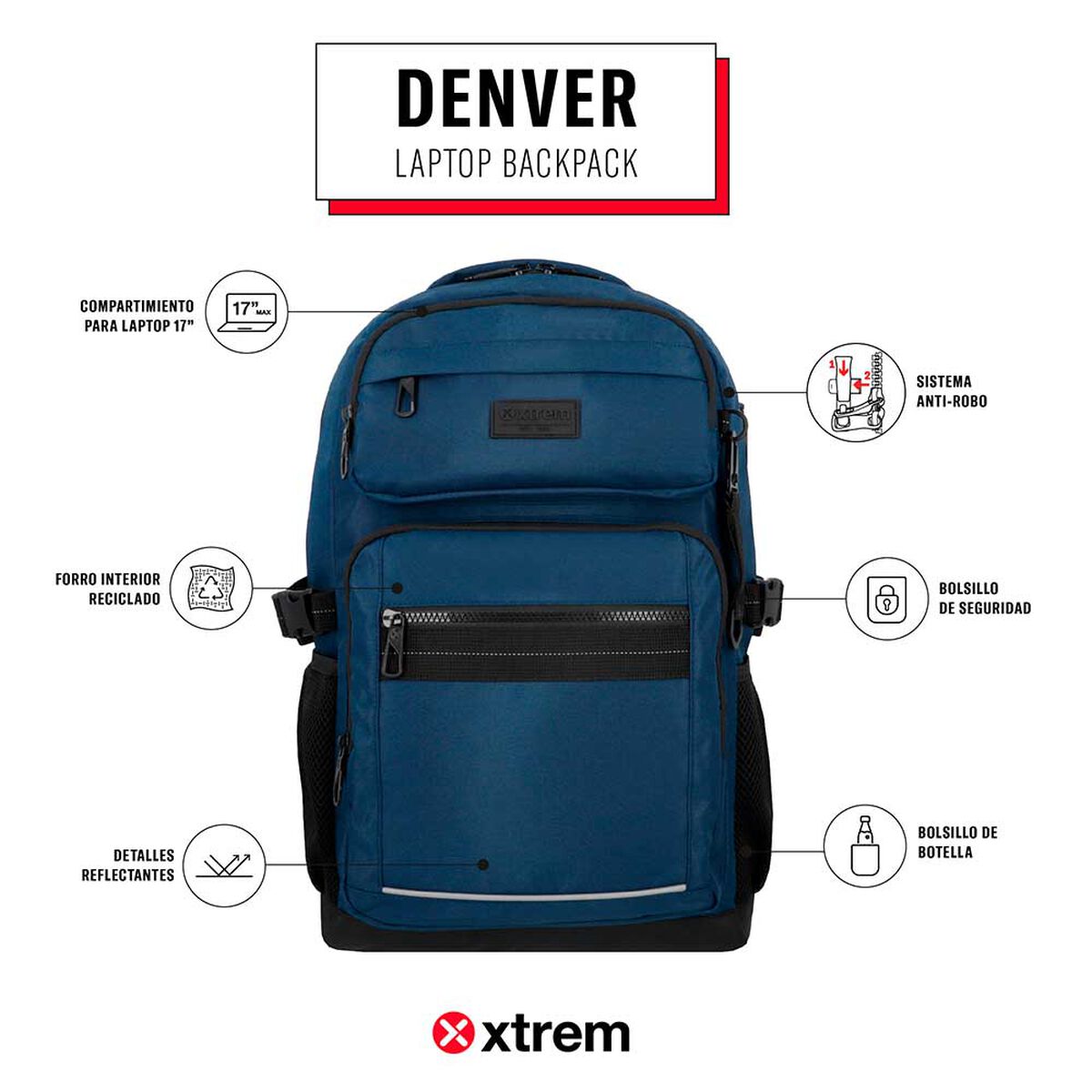 Mochila Notebook Xtrem Denver 5XT Azul 17"