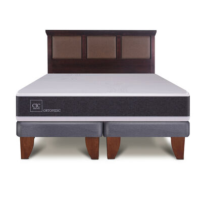 Cama Europea CIC Base Dividida 2 Plazas New Ortopedic + Respaldo New Torino Chocolate