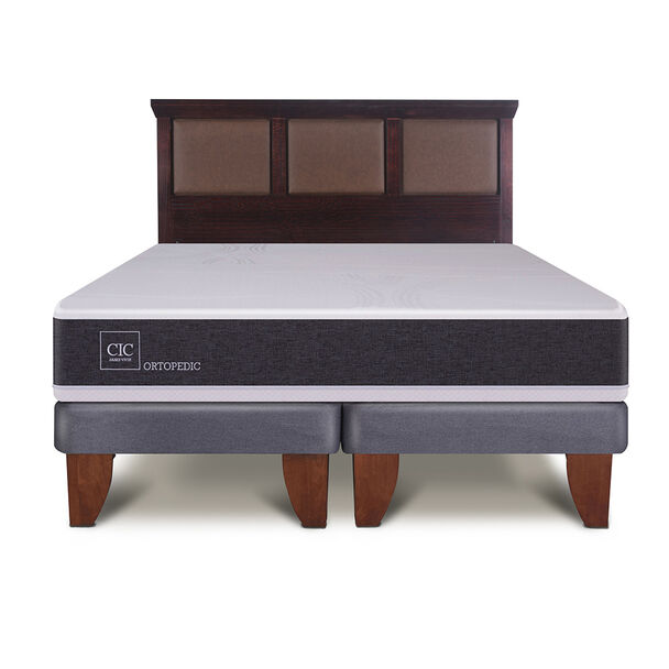 Cama Europea CIC Base Dividida 2 Plazas New Ortopedic + Respaldo New Torino Chocolate