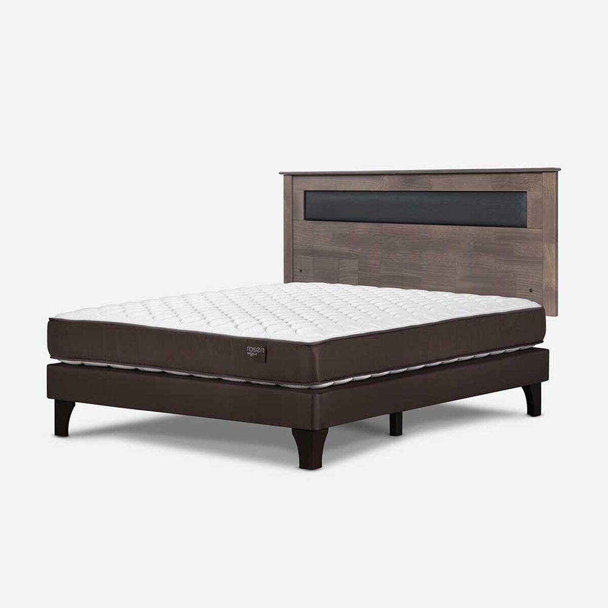 Cama Europea Rosen 2 Plazas New Ergo T + Respaldo Ferrera Gris