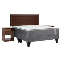Cama Europea Celta Base Dividida King Carbono + Respaldo + 2 Veladores Pamplona
