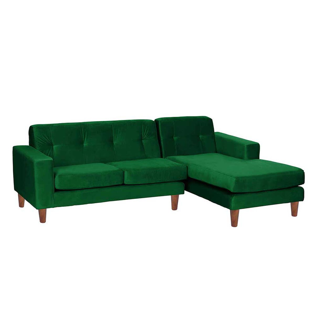 Sofá Seccional Derecho Latam Home Salermo Tela Velvet 3 Cuerpos Verde