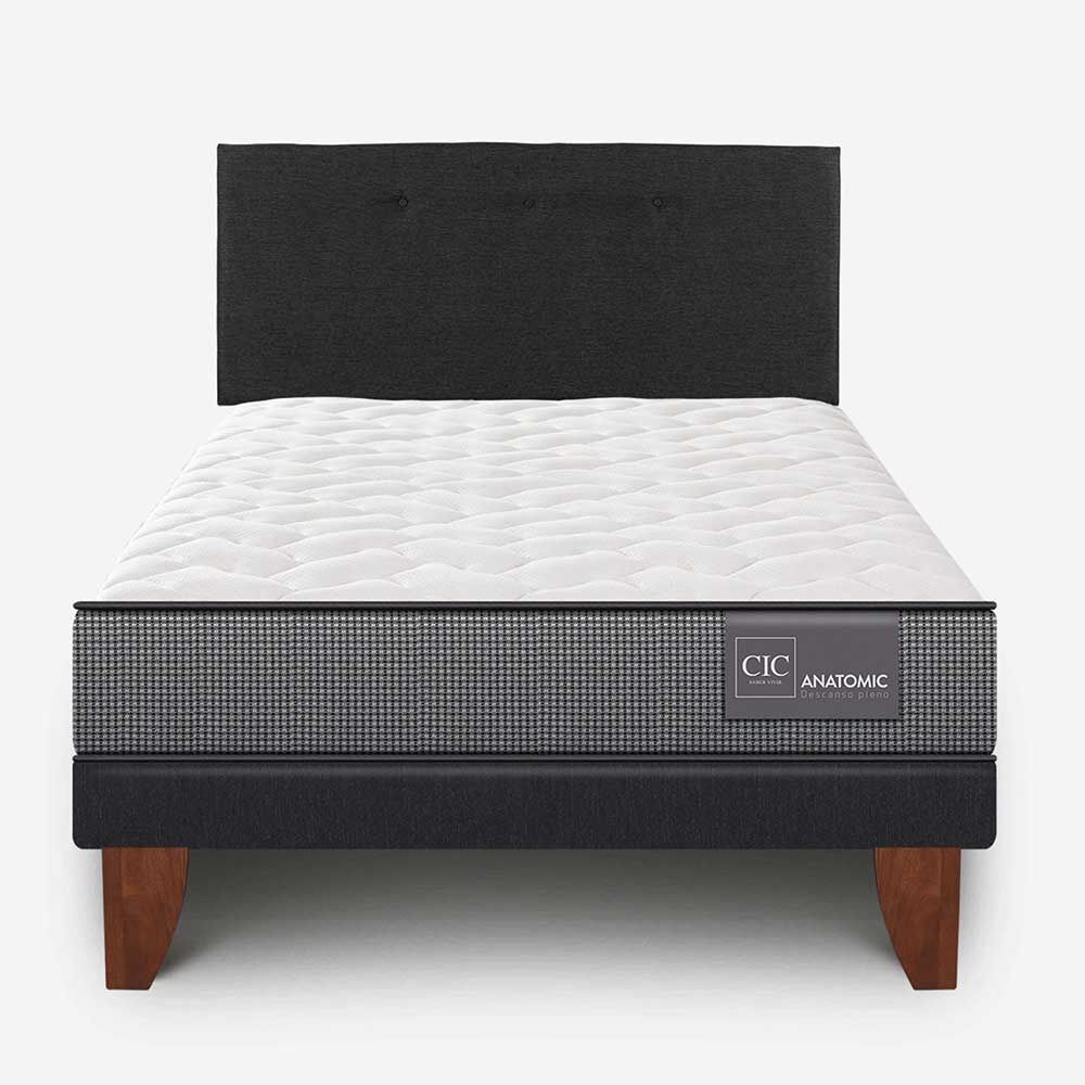 Cama Europea CIC 1,5 Plaza Anatomic + Respaldo Black