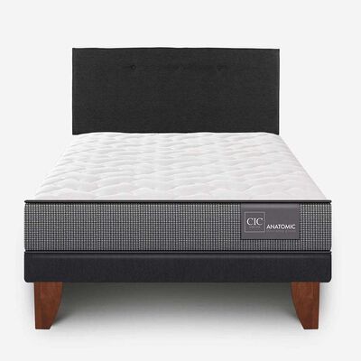Cama Europea CIC 1,5 Plaza Anatomic + Respaldo Black