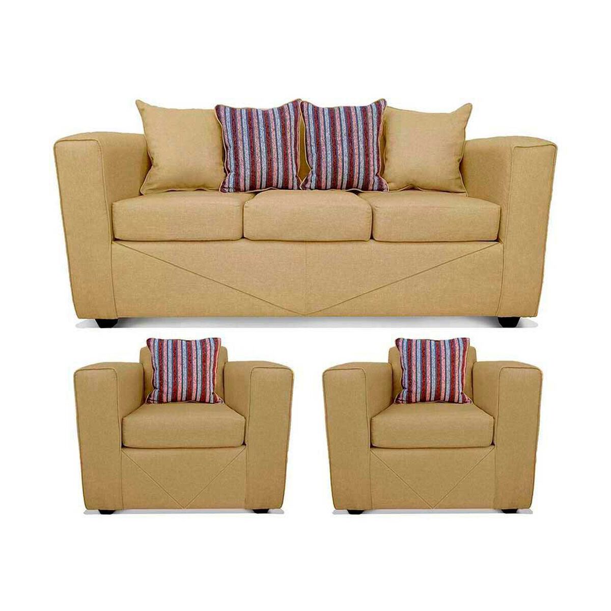 Juego de Living Elegant Detail Santa Fe  Sof&aacute; 3 Cuerpos + Dos Sillones 1 Cuerpo Beige