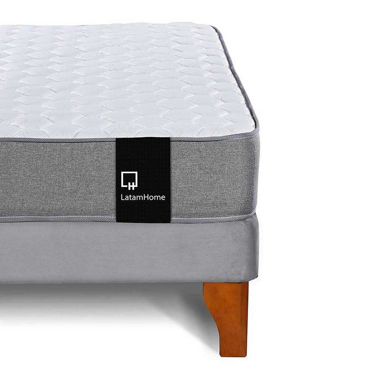 Cama Europea Latam Home Full Zen Best Tela Velvet Gris