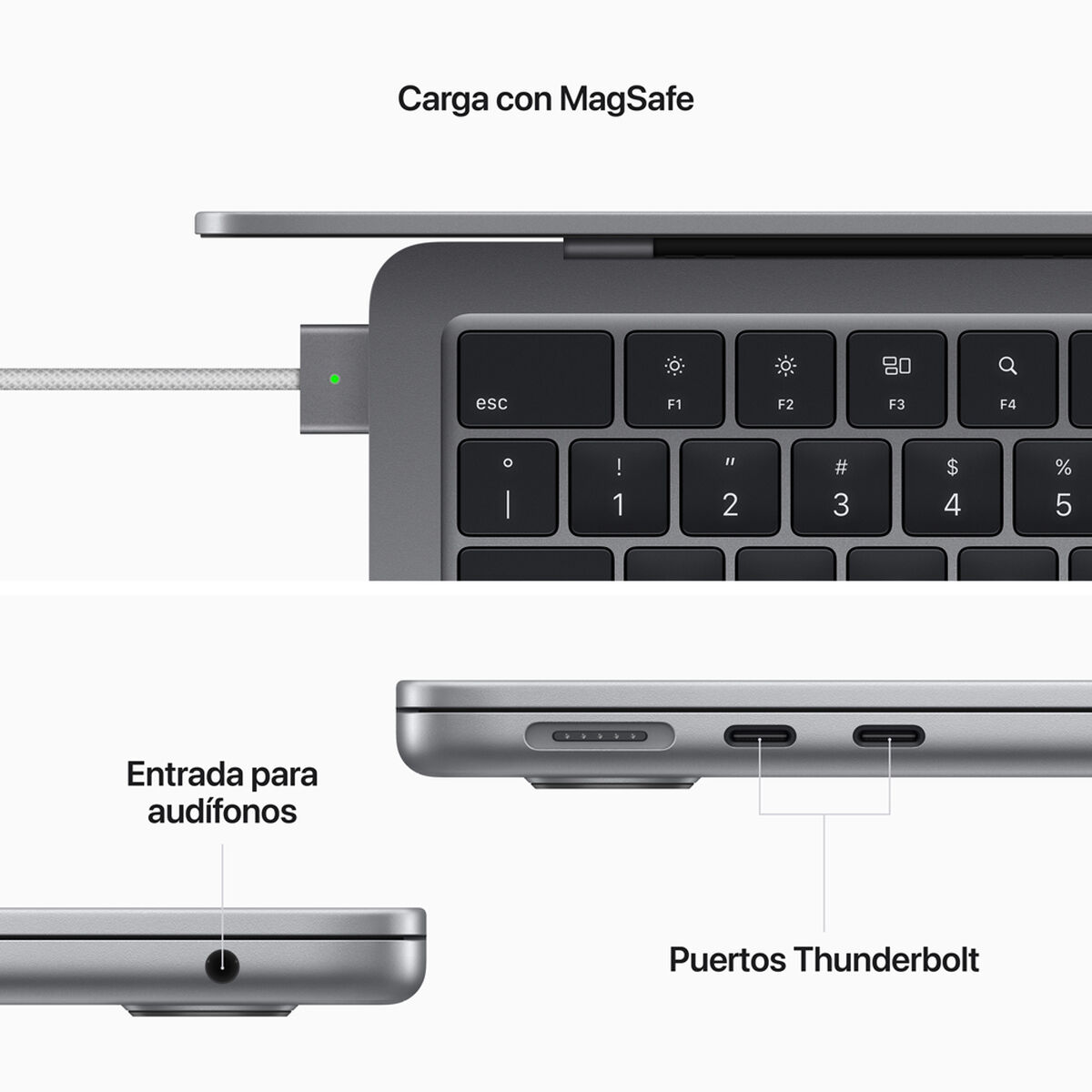 Notebook Apple Macbook Air MLXW3CI/A Chip M2 8GB 256GB SSD 13,6" Gris