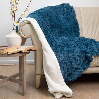 Manta Plush Sherpi Deluxe 127X152 Azul