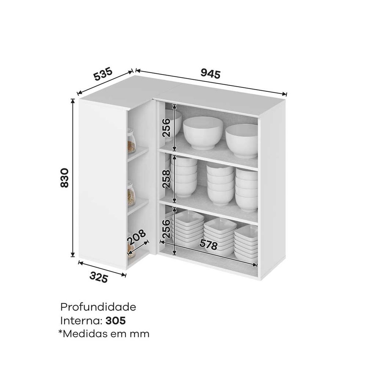 Combo Cocina Esquinero Mueble Aéreo + Base Home Mobili Americana Natural