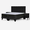 Cama Europea Rosen Base Dividida Súper King Tempo + Respaldo + 2 Veladores Issey Grafito