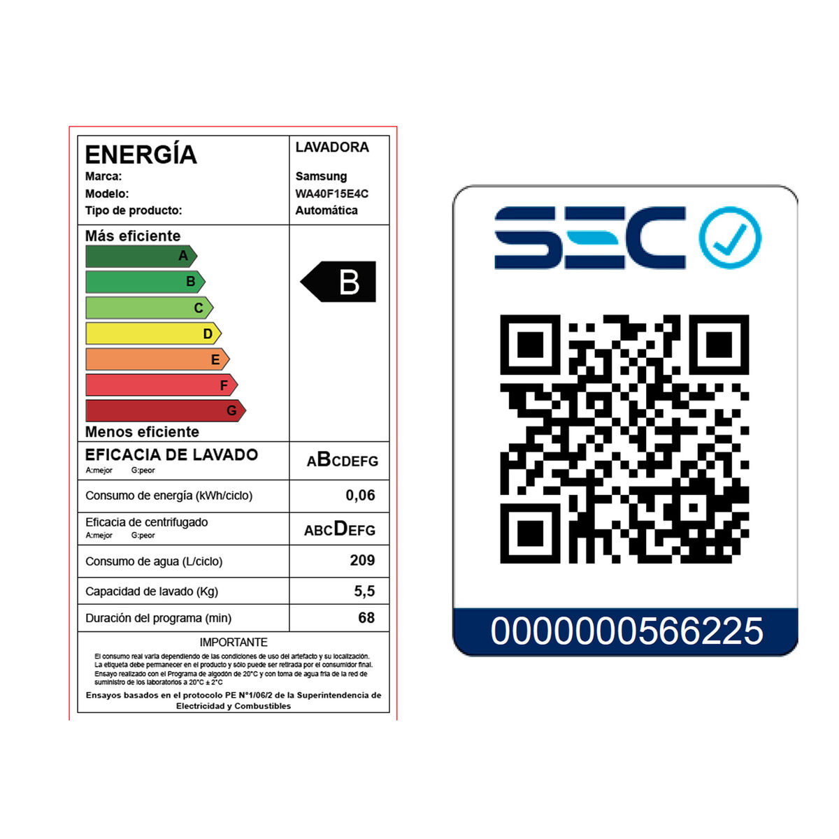 Lavadora Samsung WA40F15E4CZS 15 kg