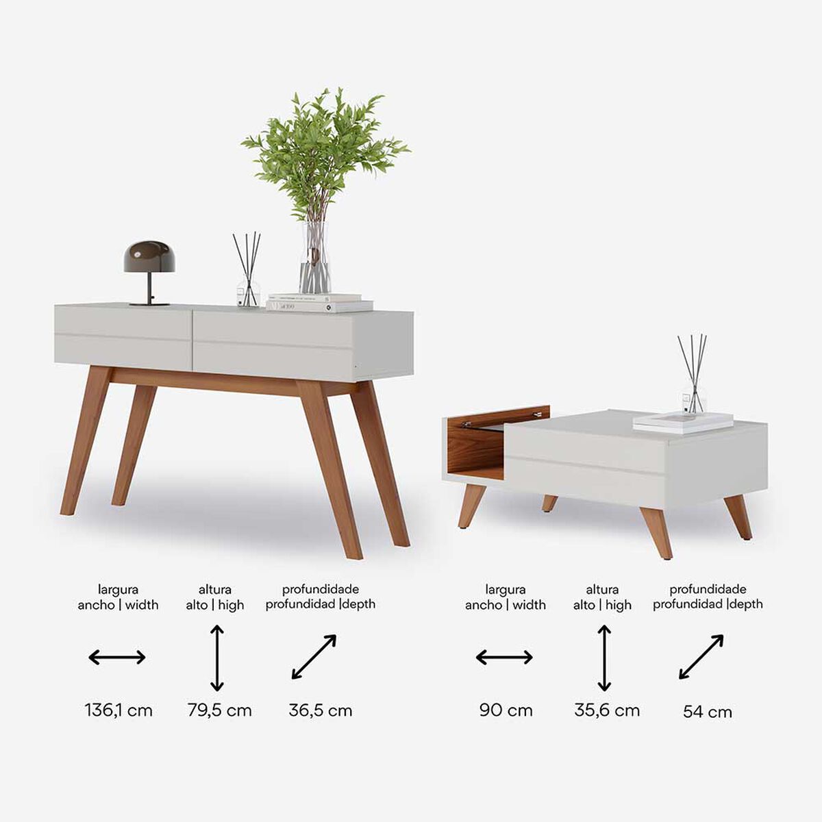 Mesa Di Poretti Noronha Hasta 0 Blanco + Arrimo
