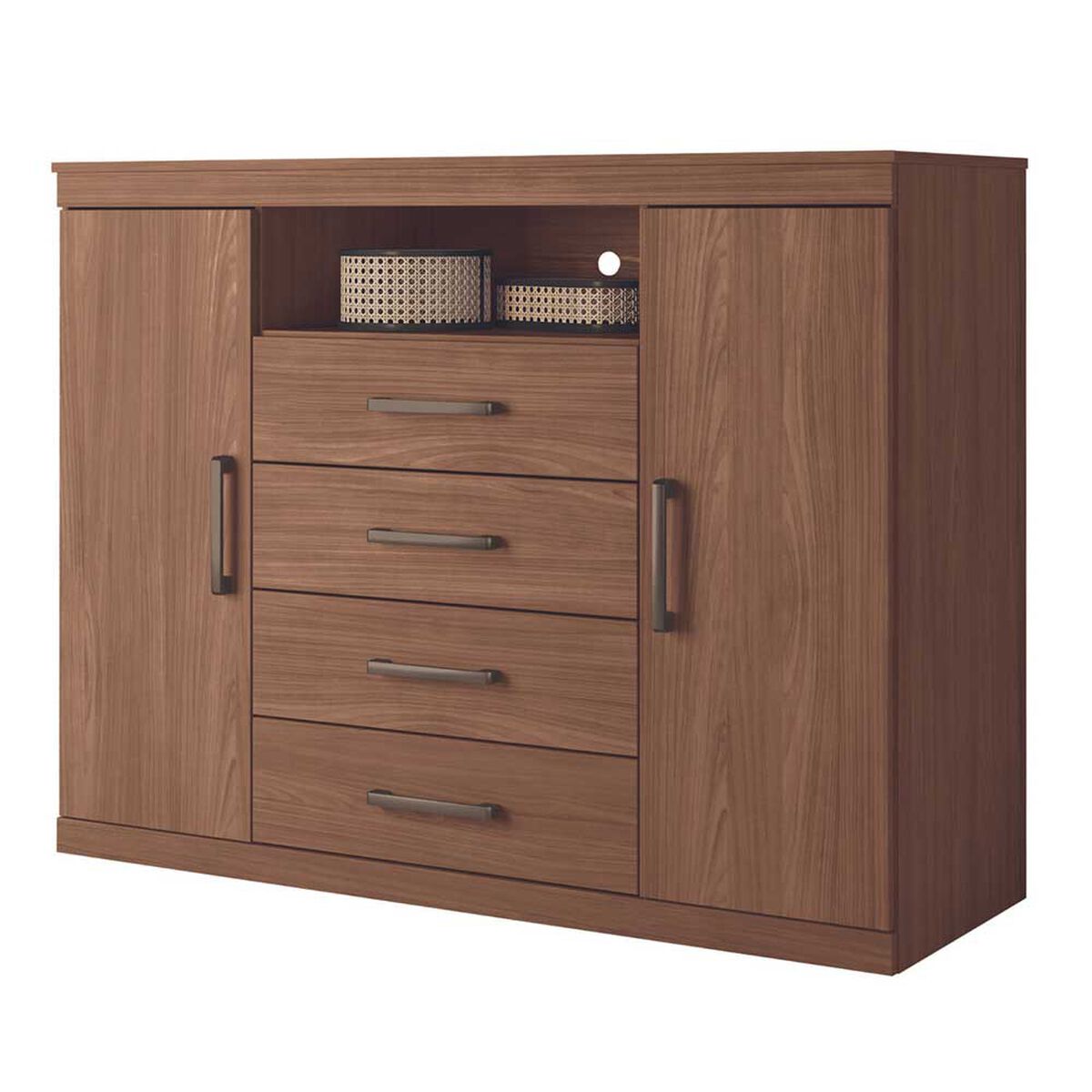 Cómoda Onessta Master 2 Puertas 4 Cajones Jatoba