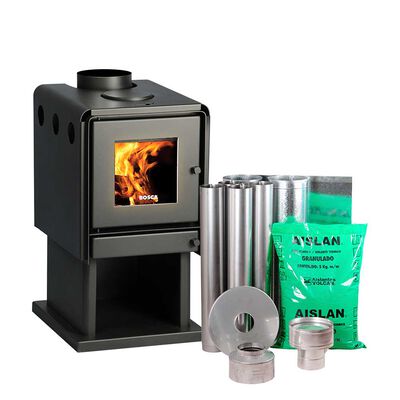 Pack Calefactor a le&ntilde;a Bosca Multibosca 350 + kit de Instalacion