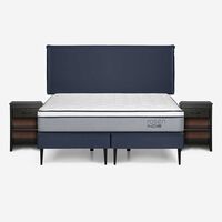 Cama Europea Rosen Base Dividida 2 Plazas Indie + Respaldo + 2 Veladores Maurice