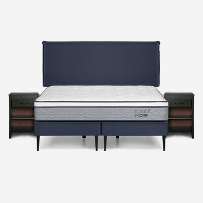 Imagen 1 del producto Cama Europea Rosen Base Dividida 2 Plazas Indie + Respaldo + 2 Veladores Maurice