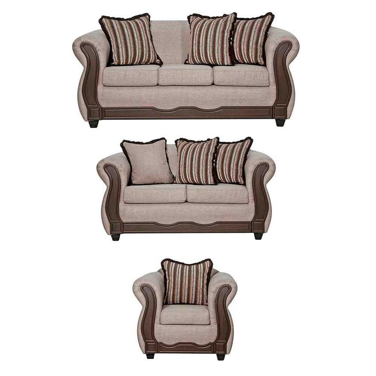 Juego de Living Black Factory Sofia 6 Cuerpos Beige